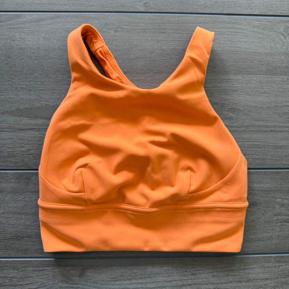 Lululemon Wunder Train Longline Bra Size 4 Orange Frappe High Neck Racerback